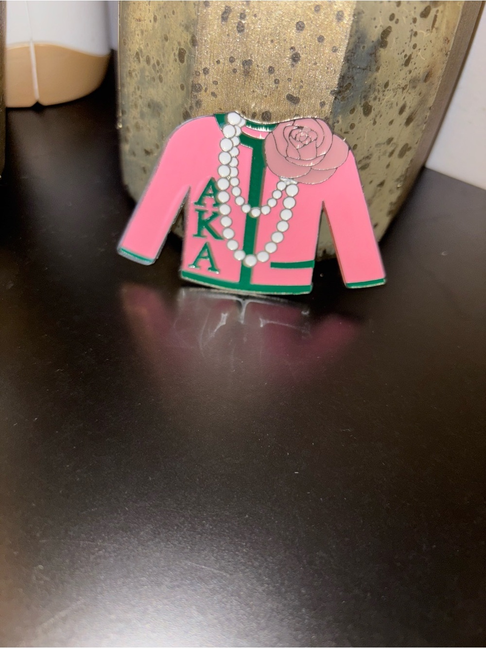 AKA Pink and Green Jacket Enamel Pin